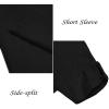 imageCOOFANDY Mens VNeck Linen Robe Short Sleeve Kaftan Thobe Long Gown Casual Shirt for Beach SummerBlack