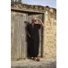 imageCOOFANDY Mens VNeck Linen Robe Short Sleeve Kaftan Thobe Long Gown Casual Shirt for Beach SummerBlack