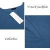 imageCOOFANDY Mens VNeck Linen Robe Short Sleeve Kaftan Thobe Long Gown Casual Shirt for Beach SummerBlue