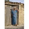 imageCOOFANDY Mens VNeck Linen Robe Short Sleeve Kaftan Thobe Long Gown Casual Shirt for Beach SummerBlue