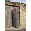 imageCOOFANDY Mens VNeck Linen Robe Short Sleeve Kaftan Thobe Long Gown Casual Shirt for Beach SummerDark Grey
