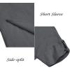 imageCOOFANDY Mens VNeck Linen Robe Short Sleeve Kaftan Thobe Long Gown Casual Shirt for Beach SummerDark Grey