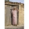 imageCOOFANDY Mens VNeck Linen Robe Short Sleeve Kaftan Thobe Long Gown Casual Shirt for Beach SummerDark Pink
