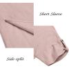 imageCOOFANDY Mens VNeck Linen Robe Short Sleeve Kaftan Thobe Long Gown Casual Shirt for Beach SummerDark Pink