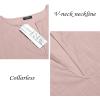 imageCOOFANDY Mens VNeck Linen Robe Short Sleeve Kaftan Thobe Long Gown Casual Shirt for Beach SummerDark Pink