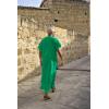 imageCOOFANDY Mens VNeck Linen Robe Short Sleeve Kaftan Thobe Long Gown Casual Shirt for Beach SummerDeep Green