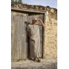 imageCOOFANDY Mens VNeck Linen Robe Short Sleeve Kaftan Thobe Long Gown Casual Shirt for Beach SummerKhaki