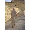 imageCOOFANDY Mens VNeck Linen Robe Short Sleeve Kaftan Thobe Long Gown Casual Shirt for Beach SummerKhaki