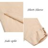 imageCOOFANDY Mens VNeck Linen Robe Short Sleeve Kaftan Thobe Long Gown Casual Shirt for Beach SummerLight Khaki
