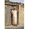 imageCOOFANDY Mens VNeck Linen Robe Short Sleeve Kaftan Thobe Long Gown Casual Shirt for Beach SummerLight Khaki