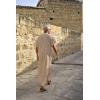 imageCOOFANDY Mens VNeck Linen Robe Short Sleeve Kaftan Thobe Long Gown Casual Shirt for Beach SummerLight Khaki