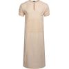 imageCOOFANDY Mens VNeck Linen Robe Short Sleeve Kaftan Thobe Long Gown Casual Shirt for Beach SummerLight Khaki