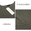 imageCOOFANDY Mens VNeck Linen Robe Short Sleeve Kaftan Thobe Long Gown Casual Shirt for Beach SummerOlive Green