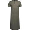 imageCOOFANDY Mens VNeck Linen Robe Short Sleeve Kaftan Thobe Long Gown Casual Shirt for Beach SummerOlive Green