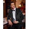 imageCOOFANDY Mens Velvet Blazer Notched Lapel One Button Velour Tuxedo Jacket for Prom Wedding Party DinnerBlack Floral