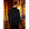imageCOOFANDY Mens Velvet Blazer Notched Lapel One Button Velour Tuxedo Jacket for Prom Wedding Party DinnerBlack Retro Floral