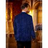 imageCOOFANDY Mens Velvet Blazer Notched Lapel One Button Velour Tuxedo Jacket for Prom Wedding Party DinnerBlue Retro Floral