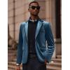 imageCOOFANDY Mens Velvet Blazer Notched Lapel One Button Velour Tuxedo Jacket for Prom Wedding Party DinnerDark Blue Peacock