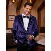 imageCOOFANDY Mens Velvet Blazer Notched Lapel One Button Velour Tuxedo Jacket for Prom Wedding Party DinnerDark Purple