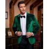 imageCOOFANDY Mens Velvet Blazer Notched Lapel One Button Velour Tuxedo Jacket for Prom Wedding Party DinnerGreen