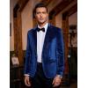 imageCOOFANDY Mens Velvet Blazer Notched Lapel One Button Velour Tuxedo Jacket for Prom Wedding Party DinnerNavy Blue