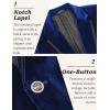 imageCOOFANDY Mens Velvet Blazer Notched Lapel One Button Velour Tuxedo Jacket for Prom Wedding Party DinnerNavy Blue