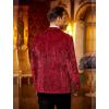 imageCOOFANDY Mens Velvet Blazer Notched Lapel One Button Velour Tuxedo Jacket for Prom Wedding Party DinnerRed Floral