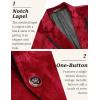 imageCOOFANDY Mens Velvet Blazer Notched Lapel One Button Velour Tuxedo Jacket for Prom Wedding Party DinnerRed Floral