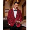 imageCOOFANDY Mens Velvet Blazer Notched Lapel One Button Velour Tuxedo Jacket for Prom Wedding Party DinnerRed Floral