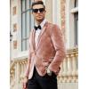 imageCOOFANDY Mens Velvet Blazer Notched Lapel Velour Suit Jacket One Button Tuxedo Jackets for Wedding Prom Party DinnerBeige Pink