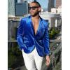 imageCOOFANDY Mens Velvet Blazer Notched Lapel Velour Suit Jacket One Button Tuxedo Jackets for Wedding Prom Party DinnerBlue