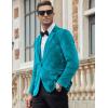 imageCOOFANDY Mens Velvet Blazer Notched Lapel Velour Suit Jacket One Button Tuxedo Jackets for Wedding Prom Party DinnerBlue Green
