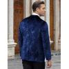 imageCOOFANDY Mens Velvet Blazer Notched Lapel Velour Suit Jacket One Button Tuxedo Jackets for Wedding Prom Party DinnerBlue Retro Floral