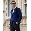 imageCOOFANDY Mens Velvet Blazer Notched Lapel Velour Suit Jacket One Button Tuxedo Jackets for Wedding Prom Party DinnerBlue Retro Floral