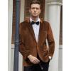 imageCOOFANDY Mens Velvet Blazer Notched Lapel Velour Suit Jacket One Button Tuxedo Jackets for Wedding Prom Party DinnerBrown