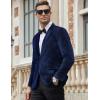 imageCOOFANDY Mens Velvet Blazer Notched Lapel Velour Suit Jacket One Button Tuxedo Jackets for Wedding Prom Party DinnerDark Blue
