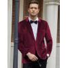 imageCOOFANDY Mens Velvet Blazer Notched Lapel Velour Suit Jacket One Button Tuxedo Jackets for Wedding Prom Party DinnerDark Red