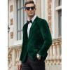 imageCOOFANDY Mens Velvet Blazer Notched Lapel Velour Suit Jacket One Button Tuxedo Jackets for Wedding Prom Party DinnerGreen