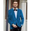imageCOOFANDY Mens Velvet Blazer Notched Lapel Velour Suit Jacket One Button Tuxedo Jackets for Wedding Prom Party DinnerLake Blue
