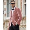 imageCOOFANDY Mens Velvet Blazer Notched Lapel Velour Suit Jacket One Button Tuxedo Jackets for Wedding Prom Party DinnerPink