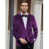 imageCOOFANDY Mens Velvet Blazer Notched Lapel Velour Suit Jacket One Button Tuxedo Jackets for Wedding Prom Party DinnerPurple