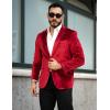 imageCOOFANDY Mens Velvet Blazer Notched Lapel Velour Suit Jacket One Button Tuxedo Jackets for Wedding Prom Party DinnerRed
