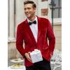 imageCOOFANDY Mens Velvet Blazer Notched Lapel Velour Suit Jacket One Button Tuxedo Jackets for Wedding Prom Party DinnerRed