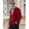 imageCOOFANDY Mens Velvet Blazer Notched Lapel Velour Suit Jacket One Button Tuxedo Jackets for Wedding Prom Party DinnerRed Floral