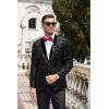 imageCOOFANDY Mens Velvet Tuxedo Floral Blazer Jacket One Button Shawl Lapel Suit Jacket for Dinner Prom Party WeddingAblack