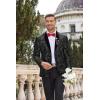 imageCOOFANDY Mens Velvet Tuxedo Floral Blazer Jacket One Button Shawl Lapel Suit Jacket for Dinner Prom Party WeddingAblack