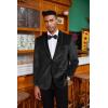 imageCOOFANDY Mens Velvet Tuxedo Floral Blazer Jacket One Button Shawl Lapel Suit Jacket for Dinner Prom Party WeddingBlacksolid