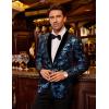 imageCOOFANDY Mens Velvet Tuxedo Floral Blazer Jacket One Button Shawl Lapel Suit Jacket for Dinner Prom Party WeddingBlue