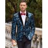 imageCOOFANDY Mens Velvet Tuxedo Floral Blazer Jacket One Button Shawl Lapel Suit Jacket for Dinner Prom Party WeddingBlue