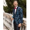 imageCOOFANDY Mens Velvet Tuxedo Floral Blazer Jacket One Button Shawl Lapel Suit Jacket for Dinner Prom Party WeddingBlue